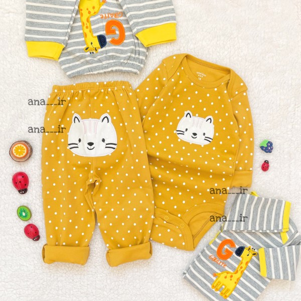 بادی شلوار گربه زرد