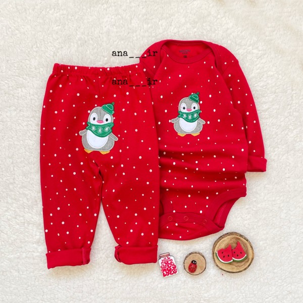 بادی شلوار پنگوئن کریسمسی