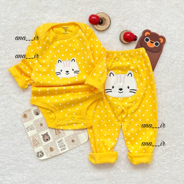 بادی شلوار گربه زرد