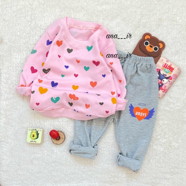 بلوز شلوار قلب صورتی