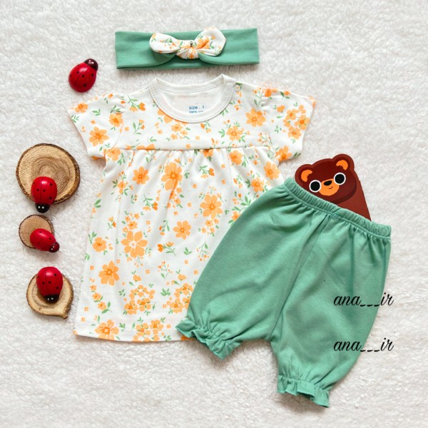 سه تیکه شلوارک سبز