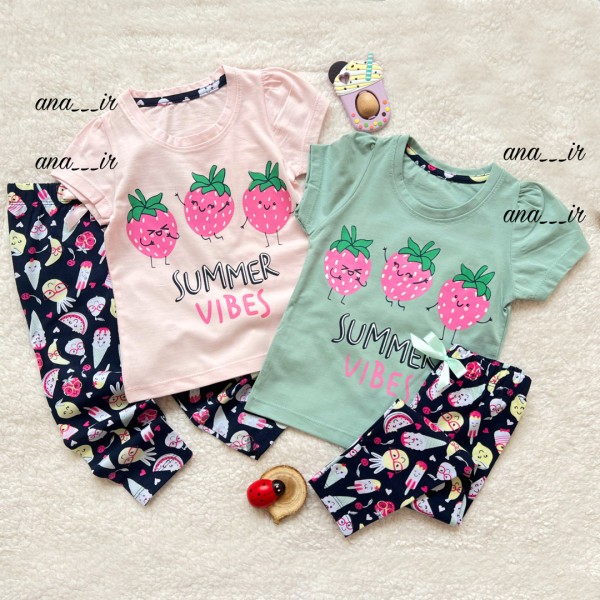 تیشرت شلوار سه توت فرنگی