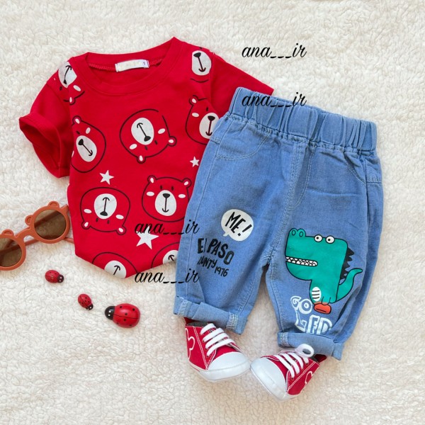 شلوارک جین دایناسور