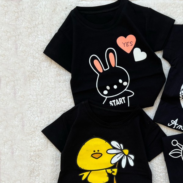 تیشرت طرح خرگوش و جوجه گلی