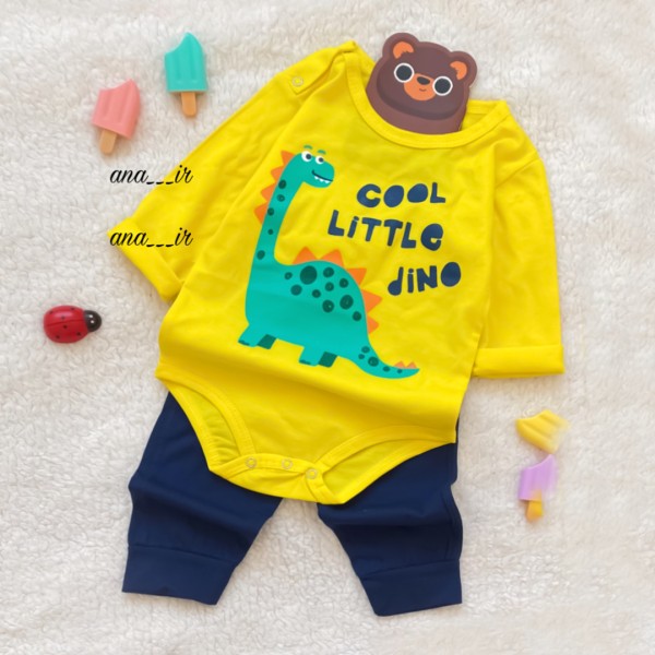 بادی شلوار دایناسور زرد