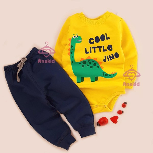 بادی شلوار دایناسور کوچولو زرد