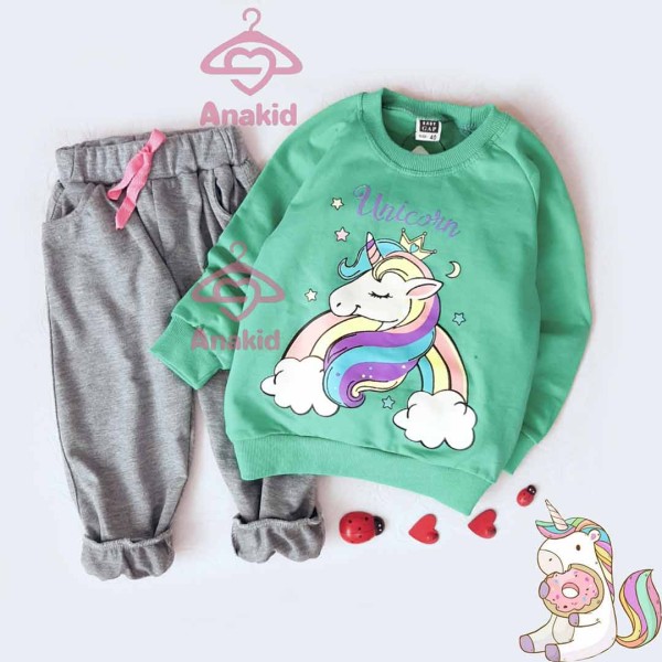 بلوز شلوار تکشاخ سبز