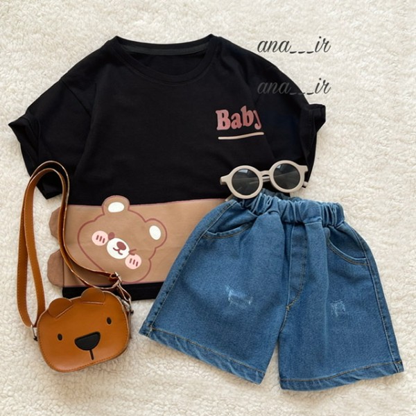 ست مشکی جین خرس