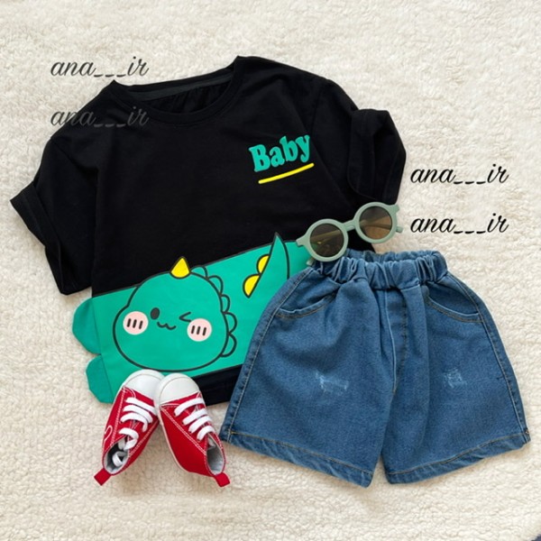 ست مشکی جین دایناسور