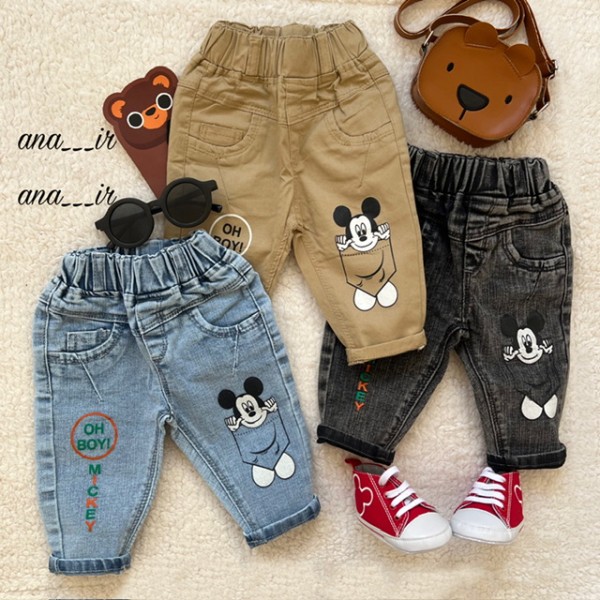 شلوار جین میکی نوشته