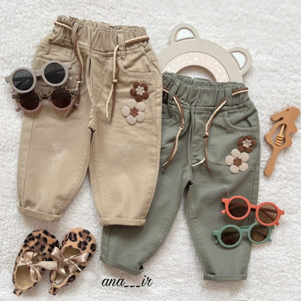 شلوار کتان گل