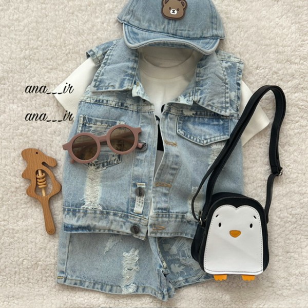 جلیقه شلوارک جین