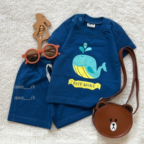 تیشرت شلوارک دلفین آبی