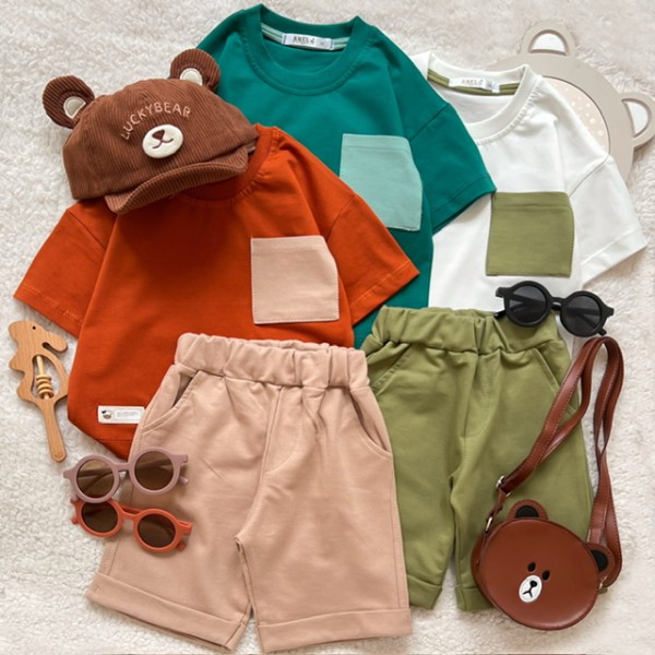 تیشرت شلوارک جیب رنگی