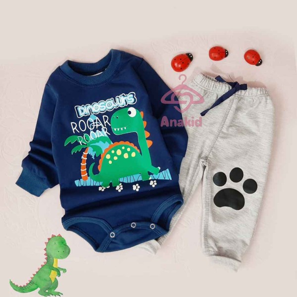 بادی شلوار دایناسور سرمه ای