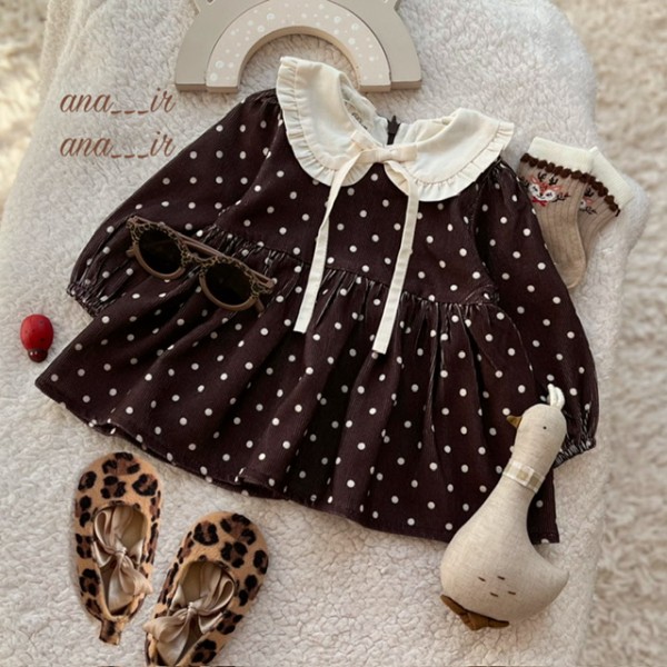 پیراهن خالخالی قهوه ای