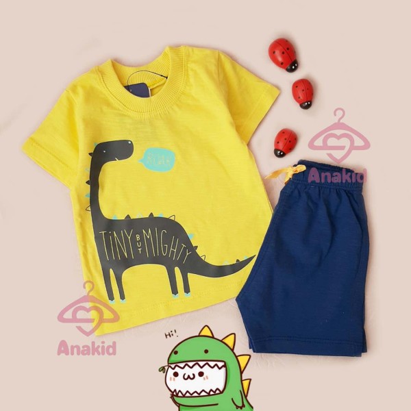 تیشرت شلوارک داینو زرد