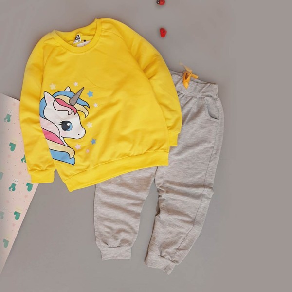 بلوز شلوار تکشاخ زرد