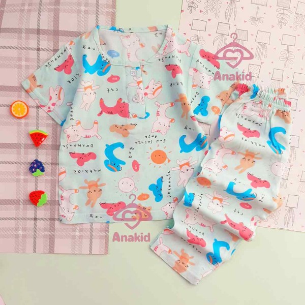 بلوز شلوار گربه آبی