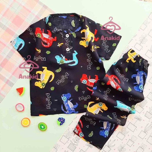 بلوز شلوار دایناسور سرمه ای هدفن