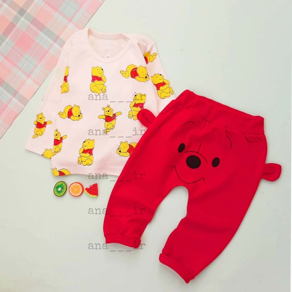 بلوز شلوار پاندا عسلی قرمز