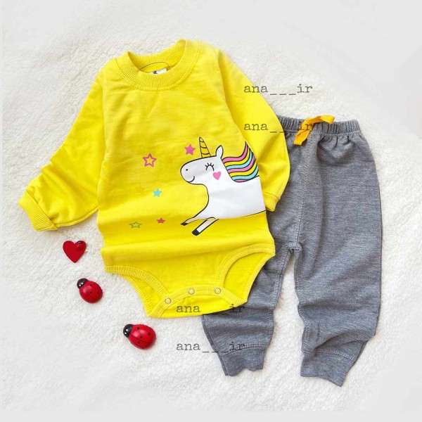 بادی شلوار تکشاخ  زرد