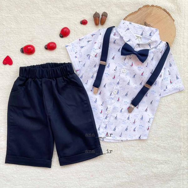 تیشرت شلوارک ملوان سرمه ای