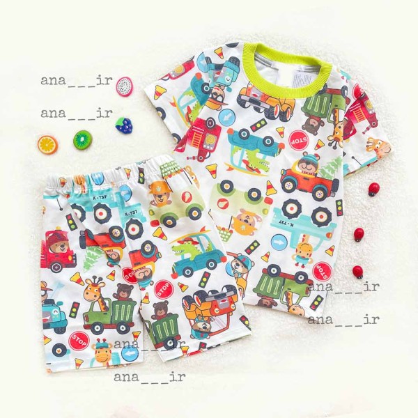 تیشرت شلوارک ماشین رنگارنگ