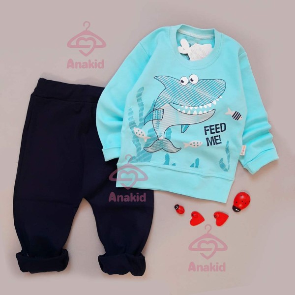 بلوز شلوار کوسه آبی