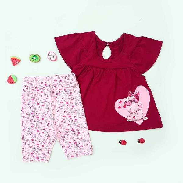 تونیک شلوارک قلبی اسب آبی زرشکی