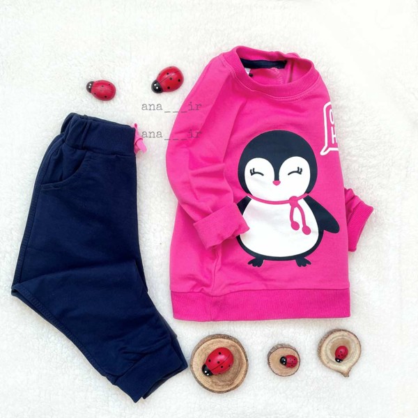 بلوز شلوار پنگوئن سرخابی