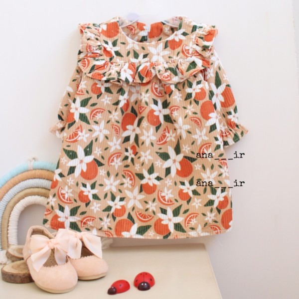 پیراهن مخمل کبریتی نارنج