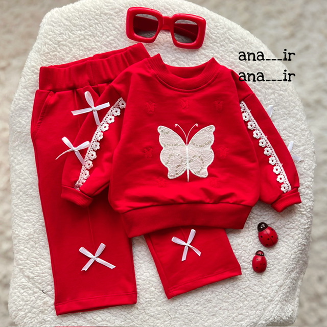 بلوز شلوار پروانه قرمز